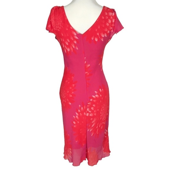 My Michelle VINTAGE 90s Red Floral Midi Slip Dress Chiffon 7/8 (Modern Small) - Picture 3 of 16